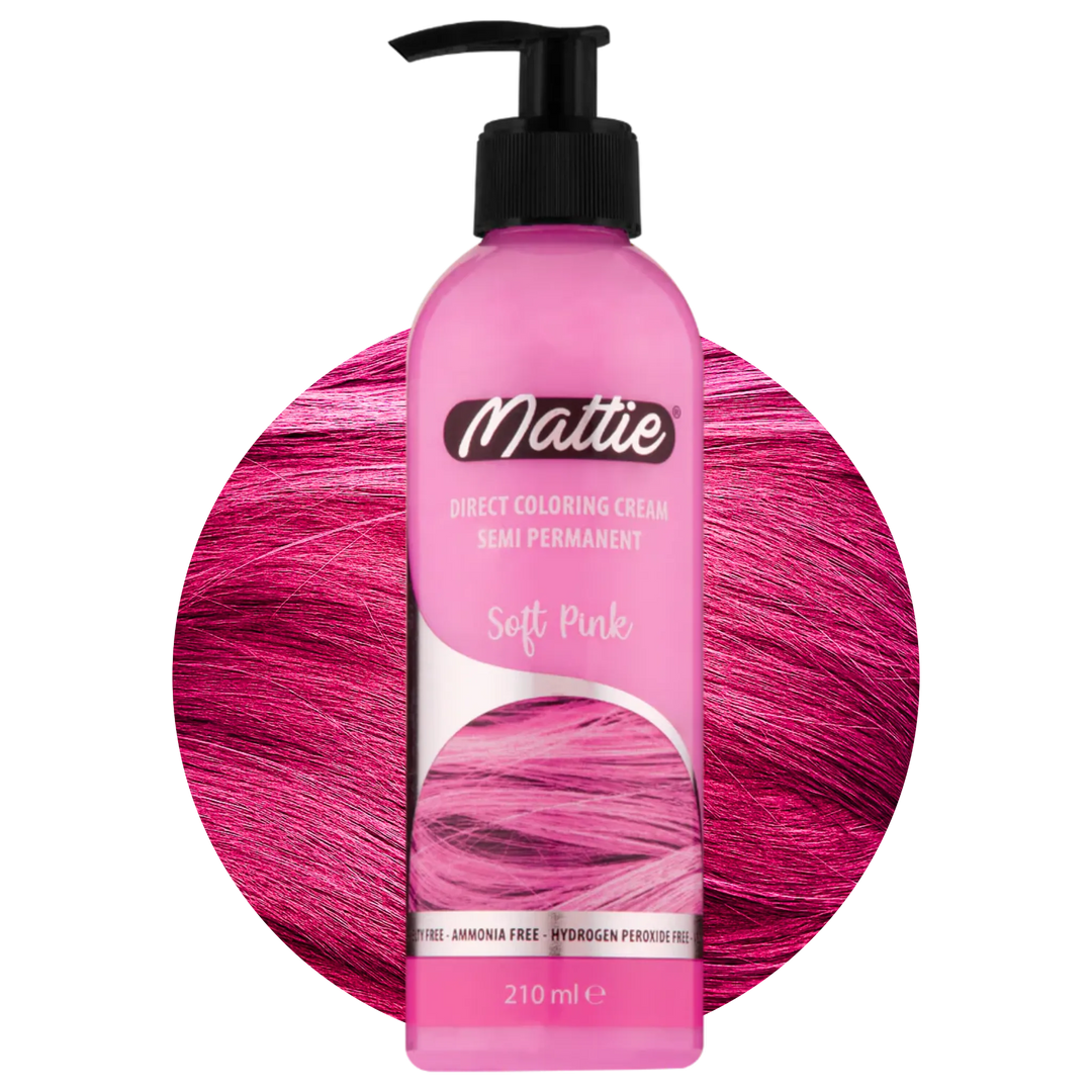 Mattie Soft Pink - Wegańska Półpermanentna Koloryzacja Bezpośrednia Kremowa Farba Do Włosów 210 ml