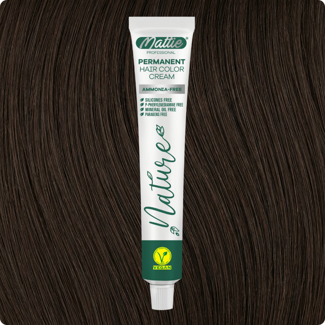 Mattie Professional Nature (7.78) Jasny Brąz Beżowy - Wegańska Permanentna Kremowa Farba Do Włosów 60ml