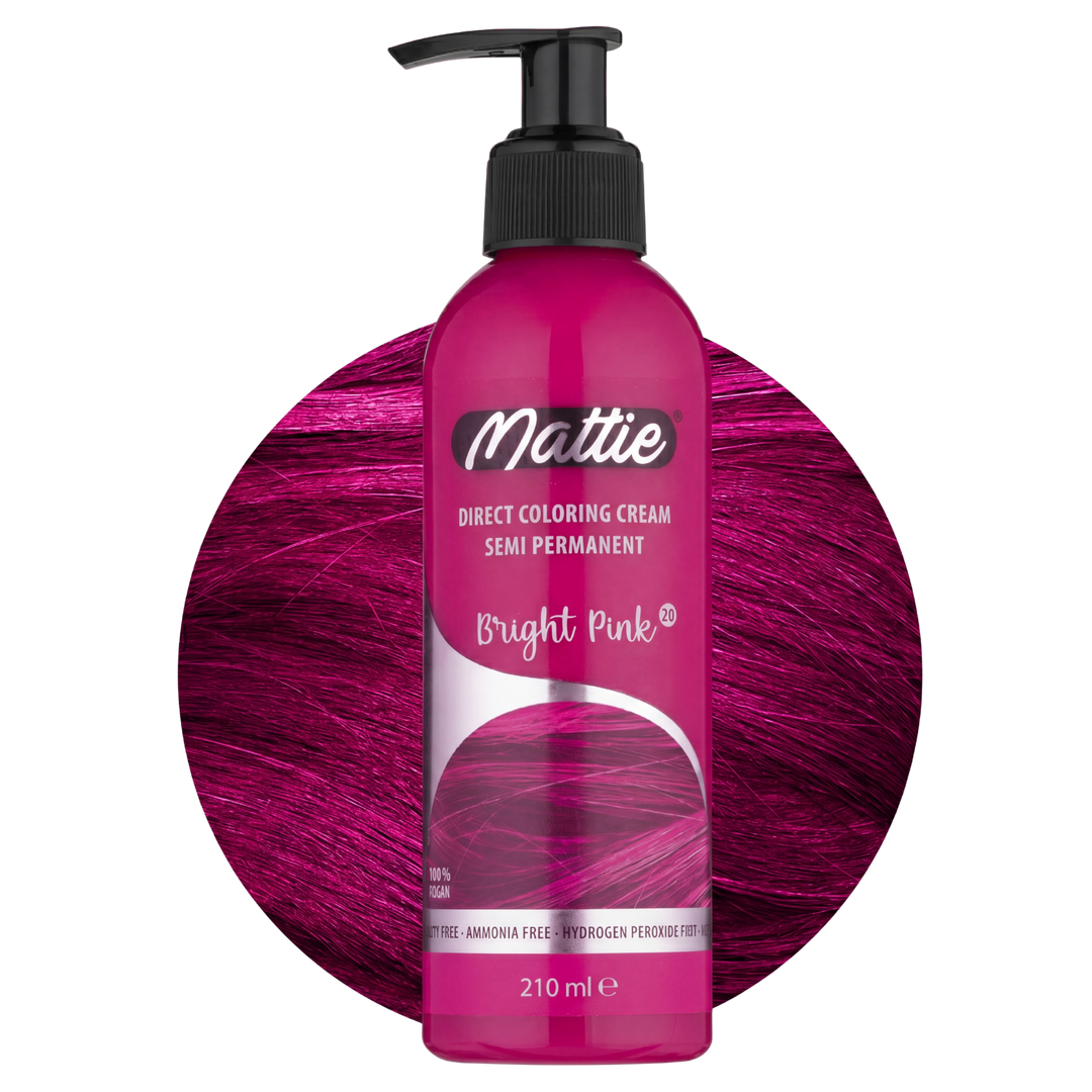 Mattie Bright Pink - Wegańska Półpermanentna Koloryzacja Bezpośrednia Kremowa Farba Do Włosów 210 ml