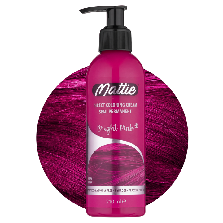 Mattie Bright Pink - Wegańska Półpermanentna Koloryzacja Bezpośrednia Kremowa Farba Do Włosów 210 ml