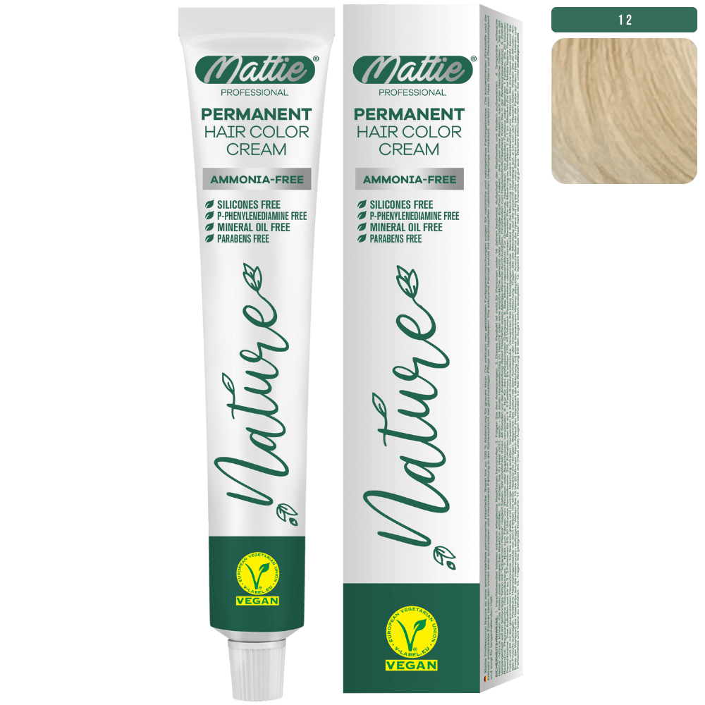 Mattie Professional Nature (12) Intensywny Blond Superrozjaśniający - Wegańska Permanentna Kremowa Farba Do Włosów 60ml