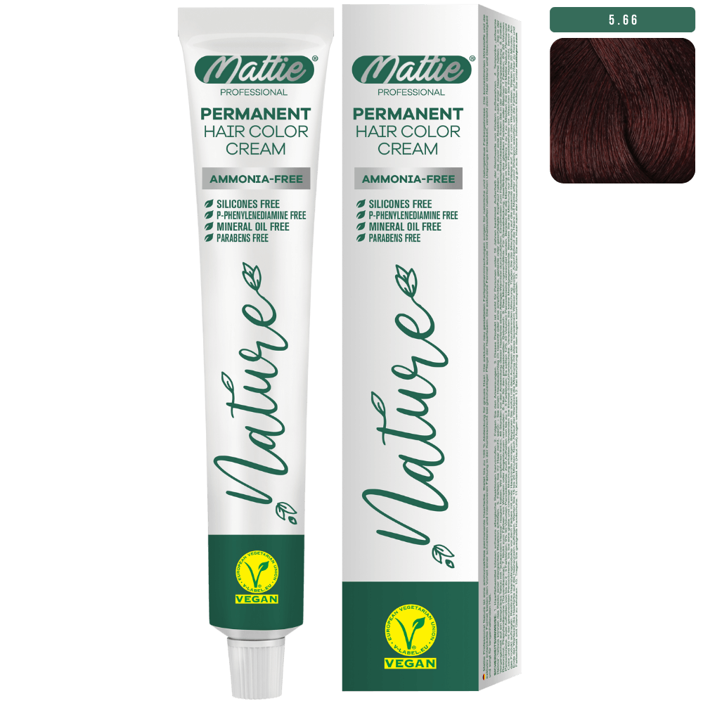 Mattie Professional Nature (5.66) Winne Red - Wegańska Permanentna Kremowa Farba Do Włosów 60ml