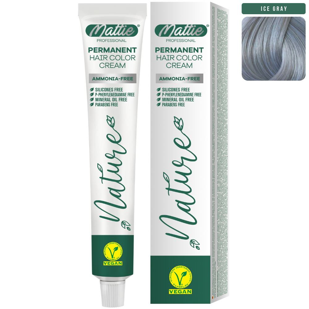 Mattie Professional Nature (Lodowy Szary) - Wegańska Permanentna Kremowa Farba Do Włosów 60ml
